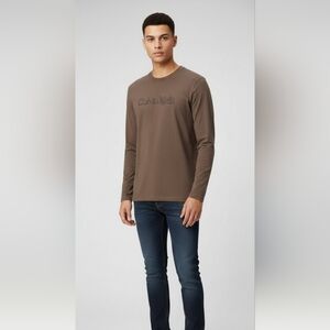 Men's Calvin Klein T-Shirt "United Kingdom" Taupe Brown Grey Essential Tee M